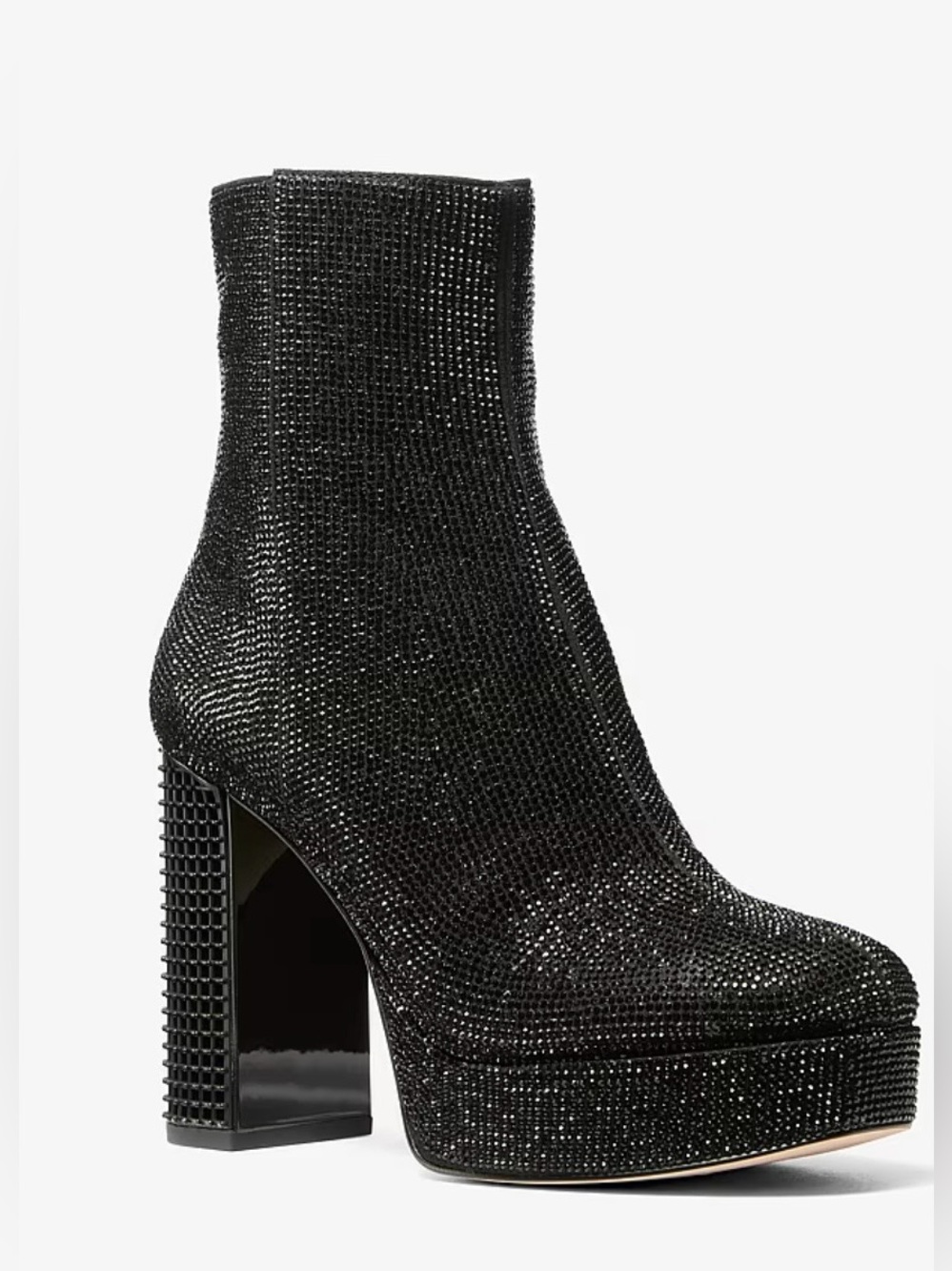 Michael Kors Maxine Black Rhinestone Platform Ankle Boots - Picture 4 of 9